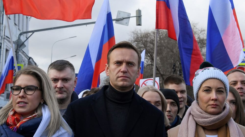 Aleksei Navalny durante una marcia organizzata in ricordo di Boris Nemtsov, il 29 febbraio 2020 in Russia. © Kirill KUDRYAVTSEV / AFP