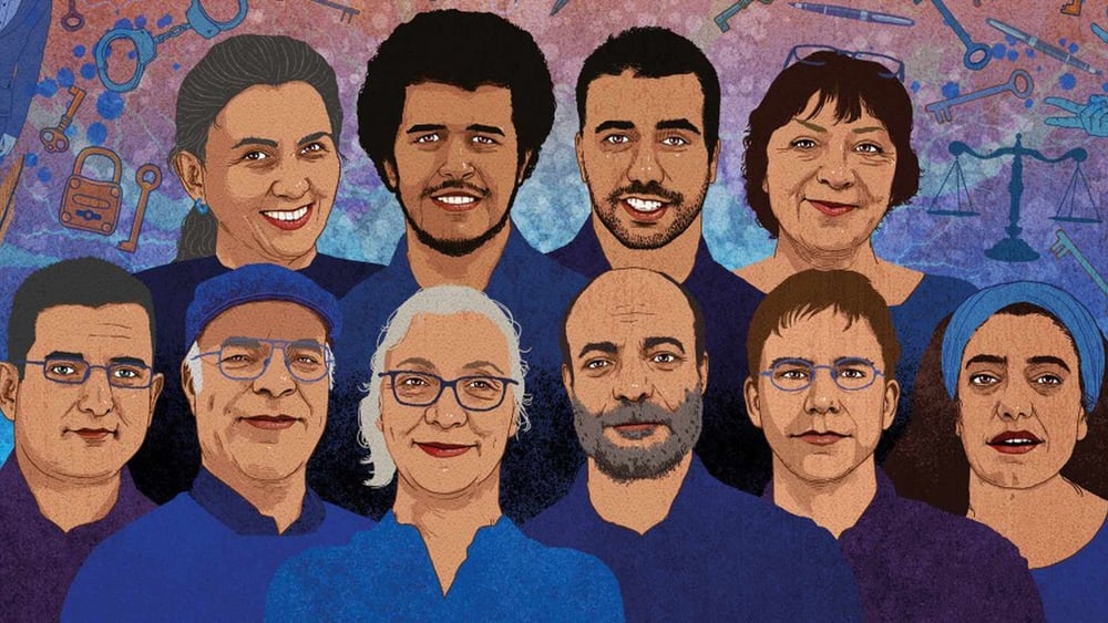 Idil Eser, al centro, e gli altri attivisti dei diritti umani arrestati con lei © Rebecca Hendin