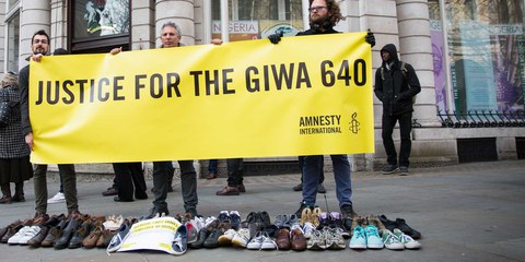 Weltweit wurde Gerechtigkeit für die Angehörigen des Massakers von Giwa gefordert, so auch in London. © Amnesty International
