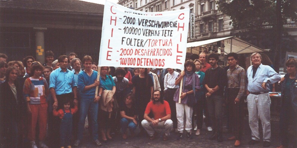 Eine spontane Solidaritätskundgebung für Chile in Zürich am 13. September 1986 © Amnesty International
