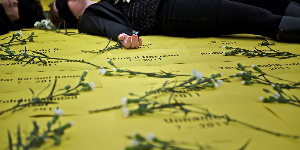 Protestaktion gegen die Todesstrafe. © Amnesty International Schweiz