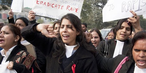 Protestkundgebung von AnwältInnen Neu Delhi, Januar 2013 © Louis Dowse / Demotix 