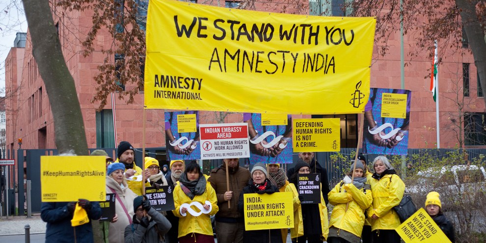 Soldiaritätsaktion für Amnesty Indien in Berlin. ©  	Amnesty International / Jan Petersmann