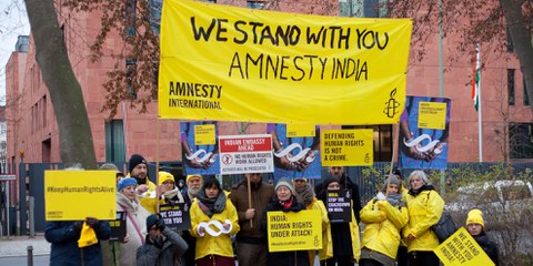 Soldiaritätsaktion für Amnesty Indien in Berlin. ©  	Amnesty International / Jan Petersmann