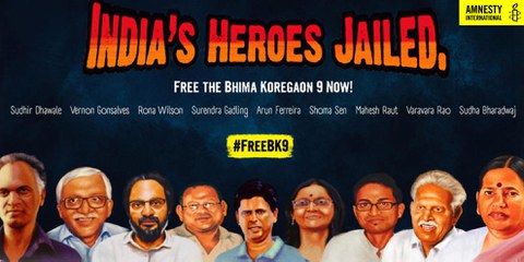 Kampagnenplakat von Amnesty India für die «Bhima Koregaon 9» © Amnesty India