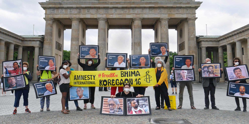 Aktion für Bhima Koregaon in Berlin. © Amnesty International, Foto: Toralf Albrecht