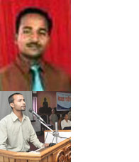 Sanjiv Kumar Karna und sein jüngerer Bruder Rajiv Labh, der zum Internationalen Tag des Vershwindens bei AI-Nepal spricht. © privat