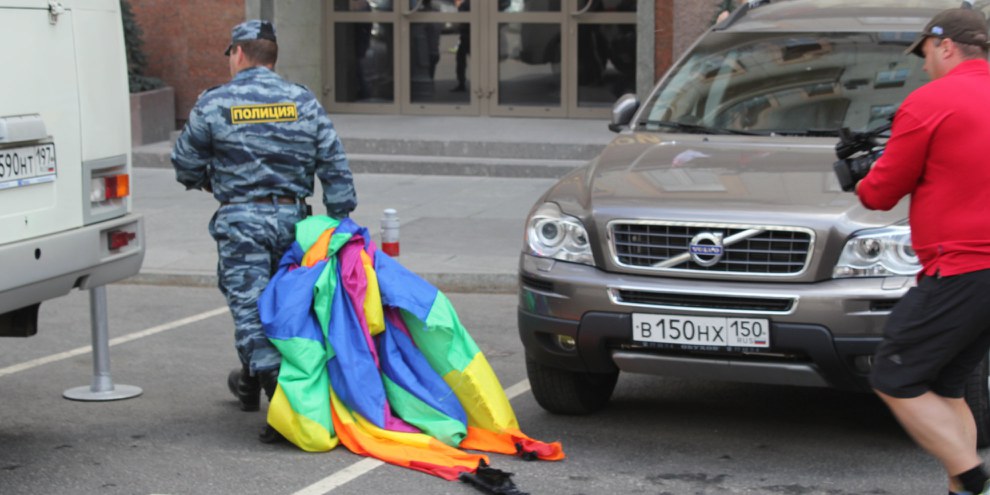 An der Moskauer Pride 2012 nahm die Polizei 40 LGBTI*-AktivistInnen fest. Seither konnte diese Veranstaltung in der Hauptstadt nicht mehr stattfinden. © Amnesty International
