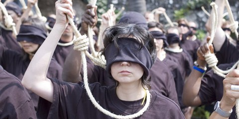 Protestaktion: Die Todesstrafe ist immer falsch. © AI