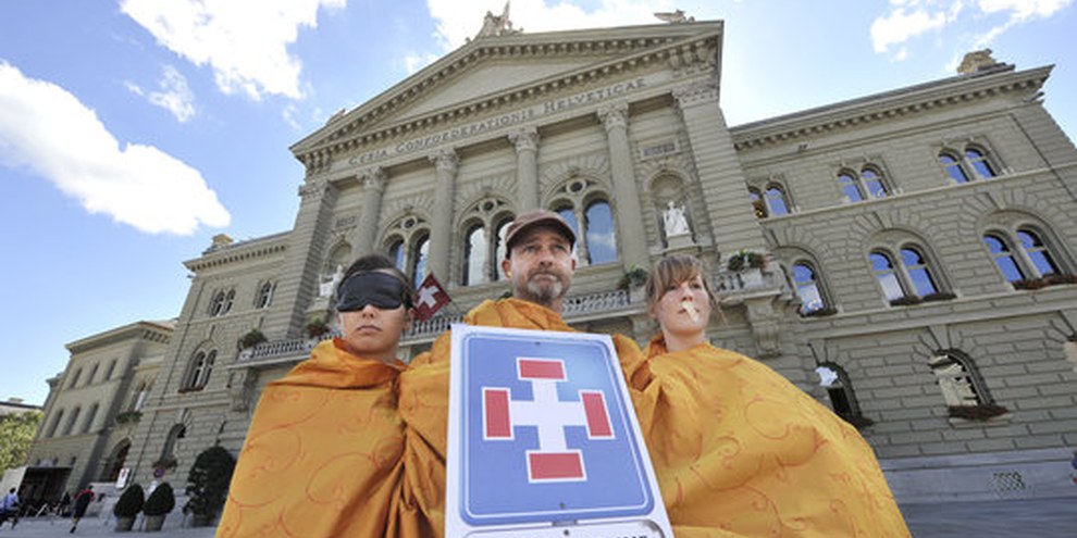 Sensibilisierungsaktion vor dem Bundeshaus. © Valérie Chételat