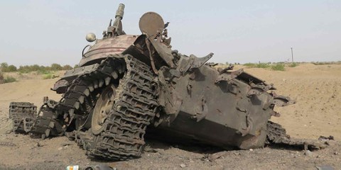 Zerstörter Panzer in Jemen. © Amnesty International