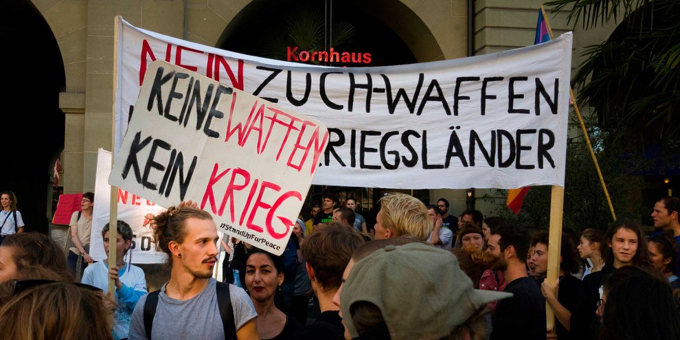 Demonstration gegen Waffenexporte in Bürgerkriegsländer am 4. September 2018 in Bern. © Pavalache Stelian / Shutterstock.com