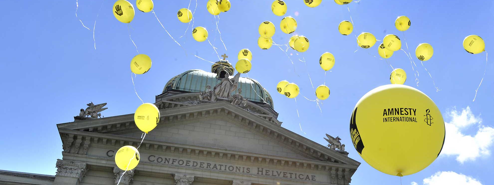 Amnesty-Aktion vor dem Bundeshaus in Bern. © Valérie Chételat