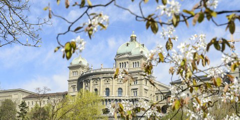 Menschenrechte im Parlament: Frühjahr 2026 Bundeshaus Bern, Südsicht. © parlament.ch
