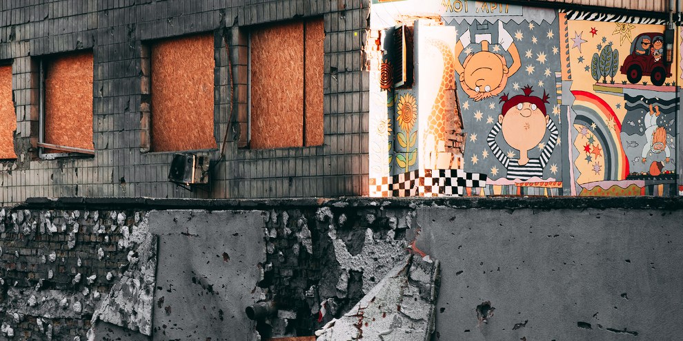 Das Kinderkrankenhaus Okhmatdyt nach einem russichen Raketenangriff am 8. Juli 2024 . © Joёl Gugler