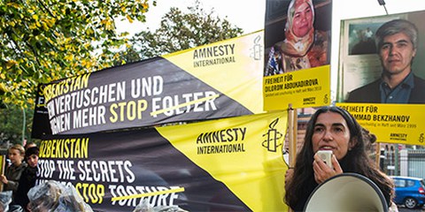 Usbekistan-Aktion in Berlin © Amnesty International, Henning Schacht