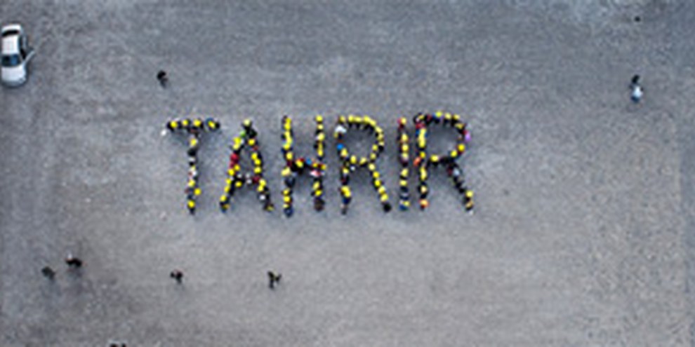 Amnesty-Aktion in Bern, 11. Februar 2012. Fotografiert vom Münsterturm. © Susanne Keller