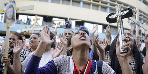 Koptische Christinnen demonstrieren im Mai 2011 in Kairo. © Tahsin Bakr/Demotix 