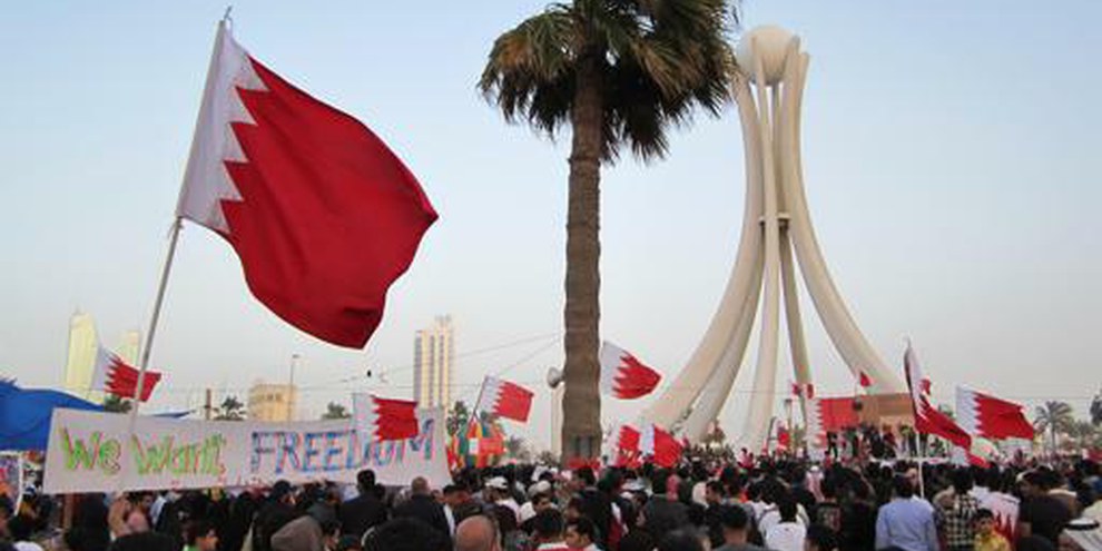 Demonstration auf dem zentralen Perl-Platz in Manama © Amnesty International