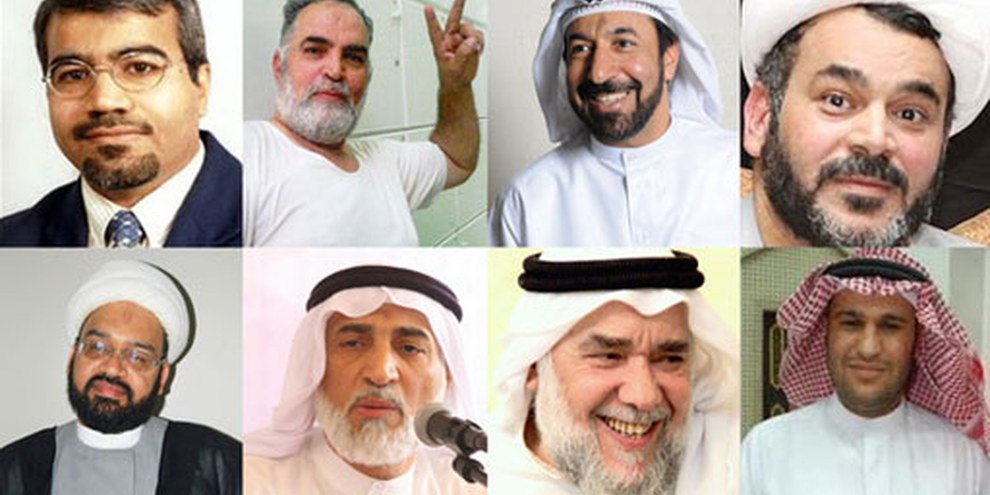 Hinter Gittern: einige der 14 bahrainischen Oppositionellen. © Privat