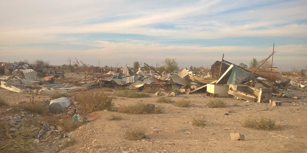 Dem Erdboden gleichgemacht: Das Dorf Maktab Khaled in der Nähe von Kirkuk. © AI