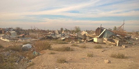 Dem Erdboden gleichgemacht: Das Dorf Maktab Khaled in der Nähe von Kirkuk. © AI