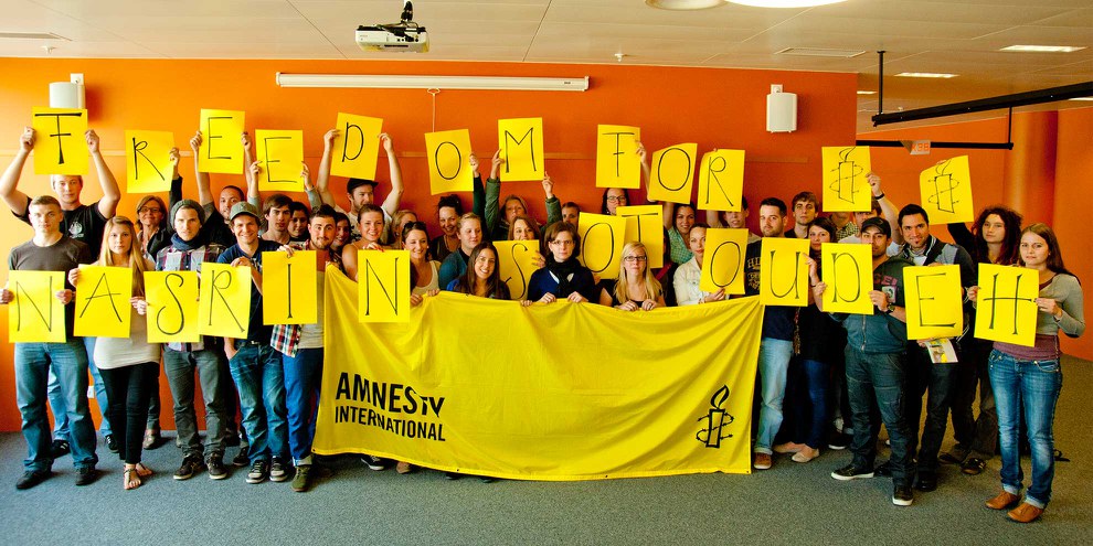 Aktion von Amnesty in Münchenstein für die Freilassung Nasrin Sotoudehs 2012. © Amnesty International