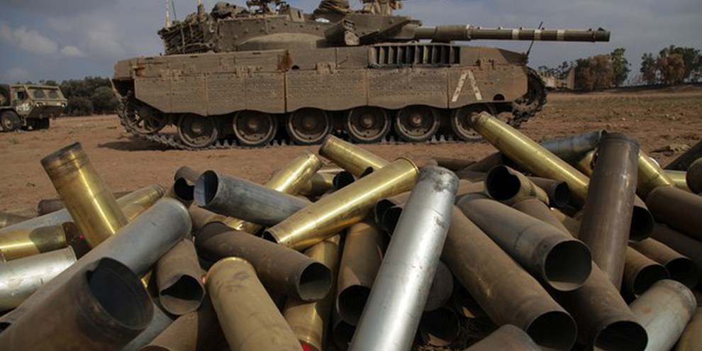 Israelischer Panzer an der Grenze zu Gaza, 28. Juli 2014. © OLIVER WEIKEN / EPA