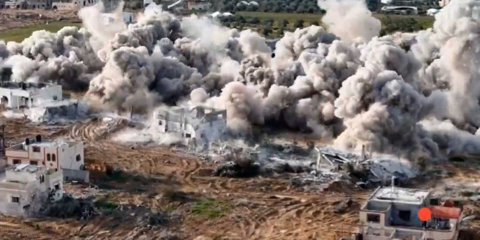 Videoaufnahmen zeigen die Zerstörung der Häuser in der Pufferzone. © Amnesty International