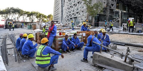 Pause auf der Baustelle in Doha, November 2022 © AFP via Getty Images