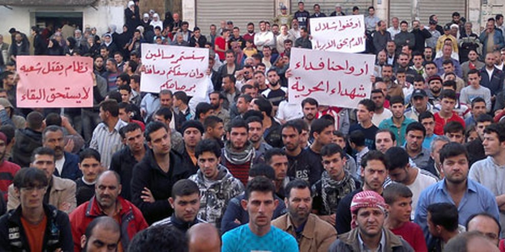 Demonstrierende in Syrien gehen grosse Risiken ein. © Demotix