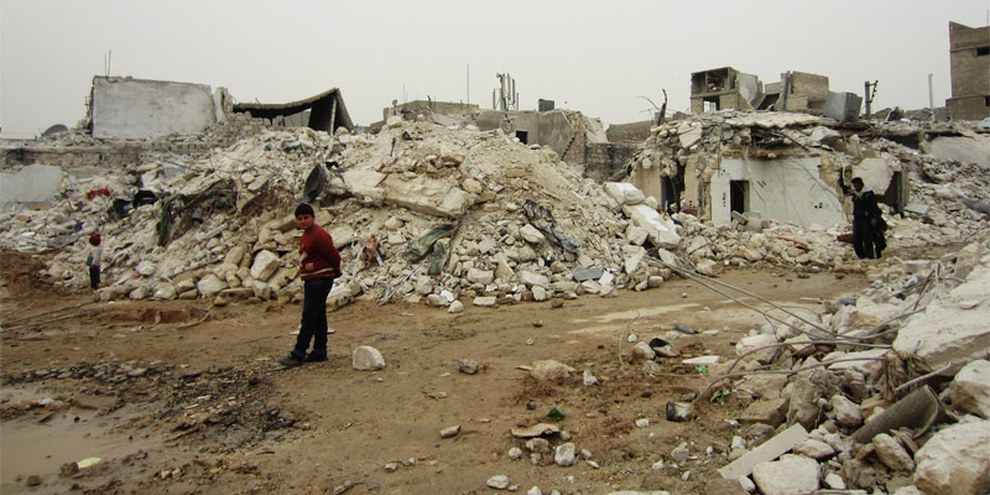 Einschlagort  in Aleppo, an dem 117 Menschen starben - 22. Februar 2013  © Amnesty International 