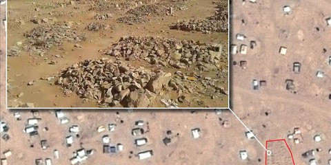 Luftaufnahme von Gräbern aus dem syrisch-jordanischen Grenzgebiet © CNES 2016, Distribution AIRBUS DS