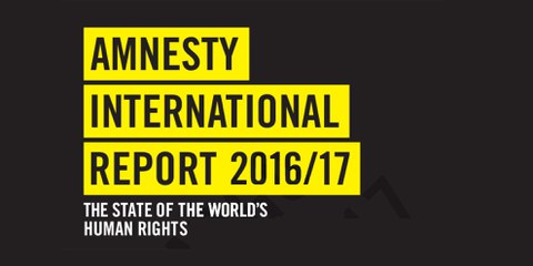 Der Amnesty International Report 2017/17 behandelt die Menschenrechtslage in 159 Ländern weltweit. Der Bericht zu Syrien ist angesichts der zahlreichen Menschenrechtsverstösse und Kriegsverbrechen sehr lang geworden. © AI