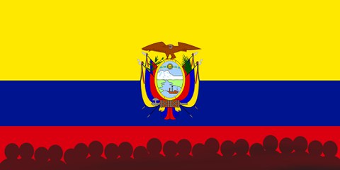 Für die 23 Vermissten symbolisch stehende Schattenbilder - vor der Flagge von Ecuador © Amnesty International