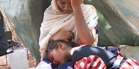 Viele tamilische Flüchtlinge konnten Sri Lanka nicht verlassen und blieben intern vertrieben, so wie diese beiden Mädchen in Thampalagama im August 2006.  © UNHCR/N. Ng