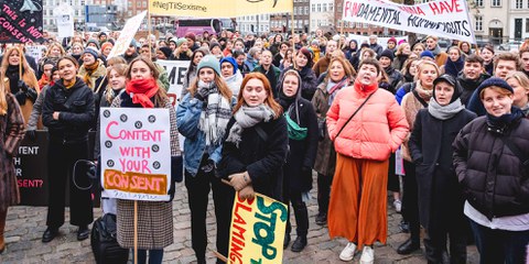 Frauen, die eine Vergewaltigung anzeigen, werden oft nicht ernst genommen oder sogar stigmatisiert. Kundgebung für Frauenrechte in Kopenhagen. ©  	Jonas Persson