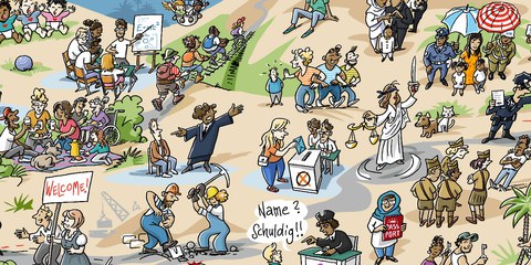 Wimmelbild-Poster zum Jubiläum der Menschenrechtserklärung © Detlef Surrey