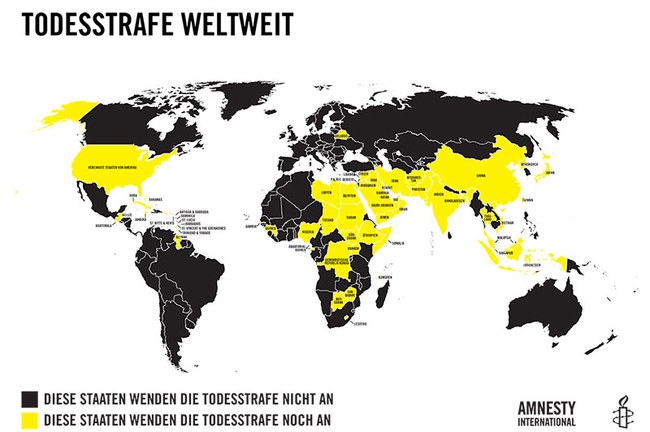 Länder mit und ohne Todesstrafe. © AI