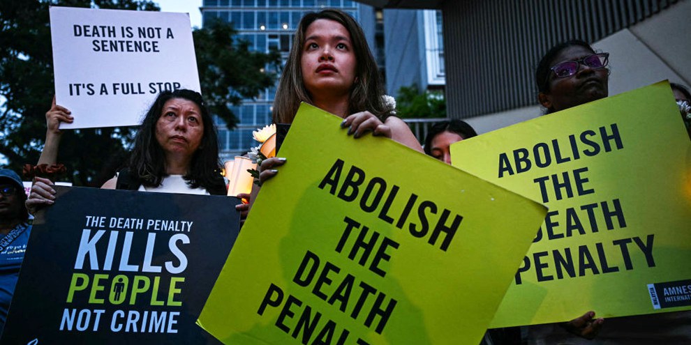 Kundgebung gegen die Todesstrafe in Malaysia im Februar 2025. © Mohd RASFAN / AFP via Getty Images
