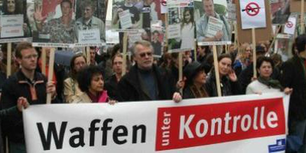 Demonstration in Deutschland für ein verbindliches Abkommen zur Kontrolle des Waffenhandels © AI 