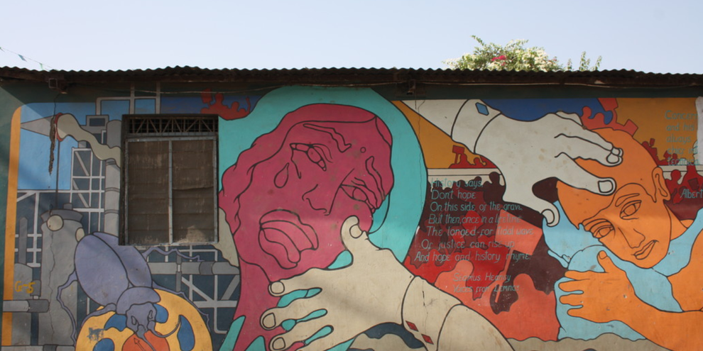 Wandmalerei zum Gedenken an die Opfer der Giftgaskatastrophe von Bhopal © Amnesty International