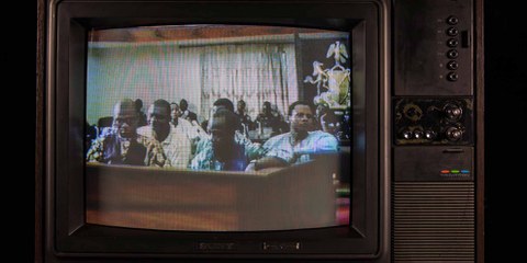 Dr. Barinem Kiobel beim «Ogoni Nine»-Gerichtsverfahren am 18. Mai 1995, Port Harcourt, Nigeria.