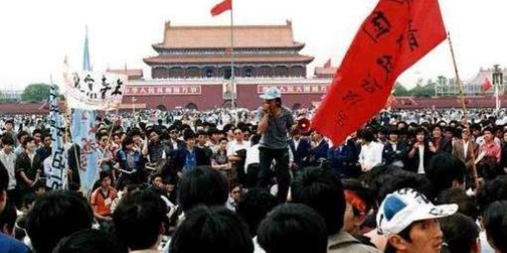 Friedliche Demonstranten auf dem Tiananmen-Platz, Mai 1989 © 1989 Hei Han Khiang
