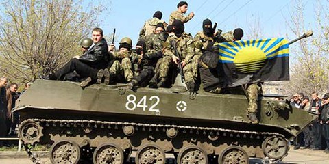Pro-russische Paramilitärs in Slawiansk. © E. Grynszpan