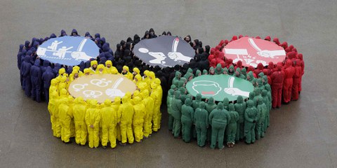 Protestaktion gegen die Menschenrechtsverletzungen im Vorfeld der olympischen Spiele in Sotschi, 2014. © l'oeilduplafond