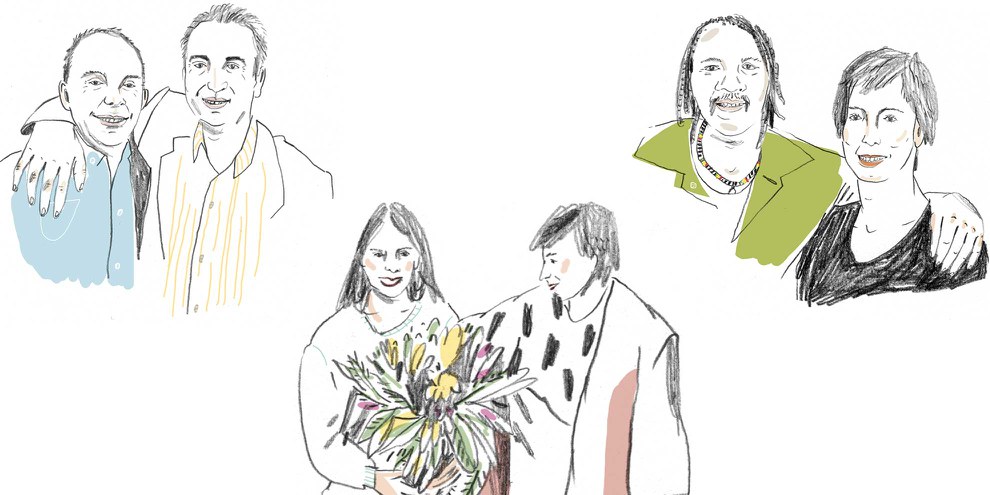 Charles und Hamid – Rosa und Ileana – Kevin und Kate. © Julia Krusch.