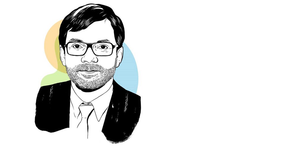 Der Journalist Peter Düggeli. Zeichnung: Susann Stefanizen.