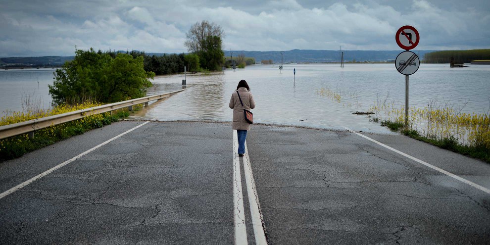 Überflutungen können auch in unseren Breitengraden massiv zunehmen – wie hier in Castejón in Spanien im April 2018 nach heftigen Regenfällen.© Vincent West / Reuters