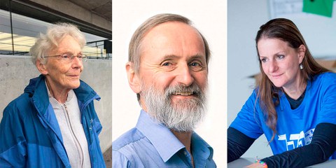 Anni Lanz , Norbert Valley und Lisa Bosia Mirra (von links nach rechts): Sie stehen für das Recht zu Helfen ein. © Julie Jeannet © Réseau évangélique suisse © Sarah Bittel